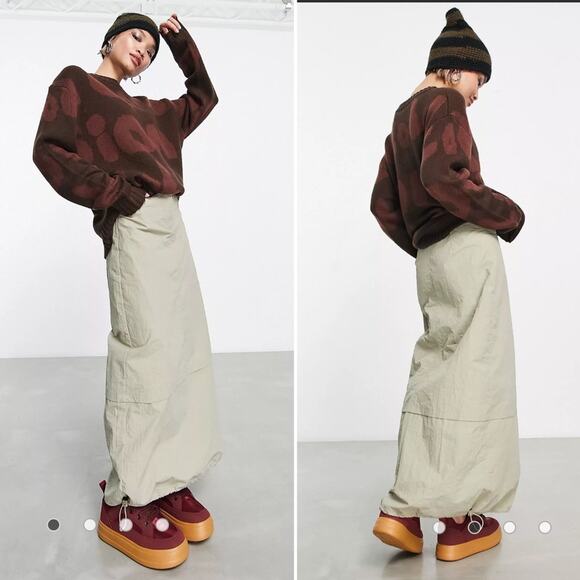 ASOS Dresses & Skirts - ASOS Collusion Utility Gorpcore Sage Green Khaki Maxi Skirt